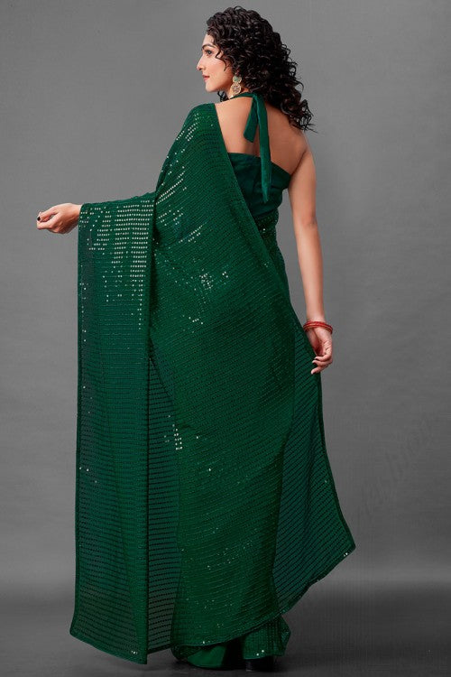 Green Sequence Saree | Leemboodi