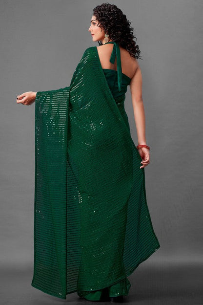 Green Sequence Saree | Leemboodi