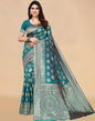 Teal Jacquard Banarasi Silk Saree