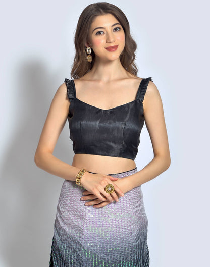 Grey Dola Silk Sequence Saree | Leemboodi