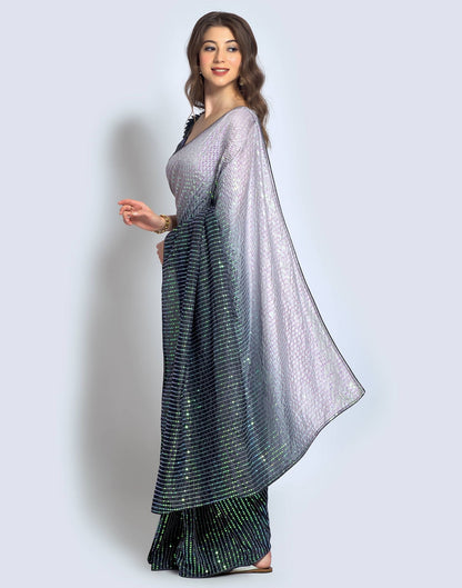 Grey Dola Silk Sequence Saree | Leemboodi