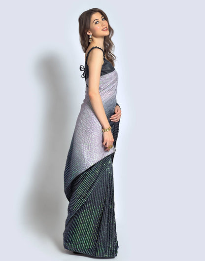 Grey Dola Silk Sequence Saree | Leemboodi
