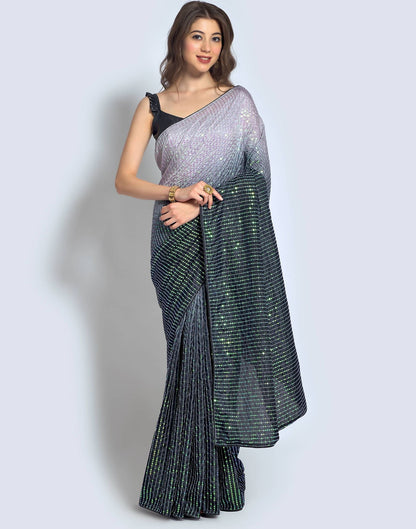 Grey Dola Silk Sequence Saree | Leemboodi