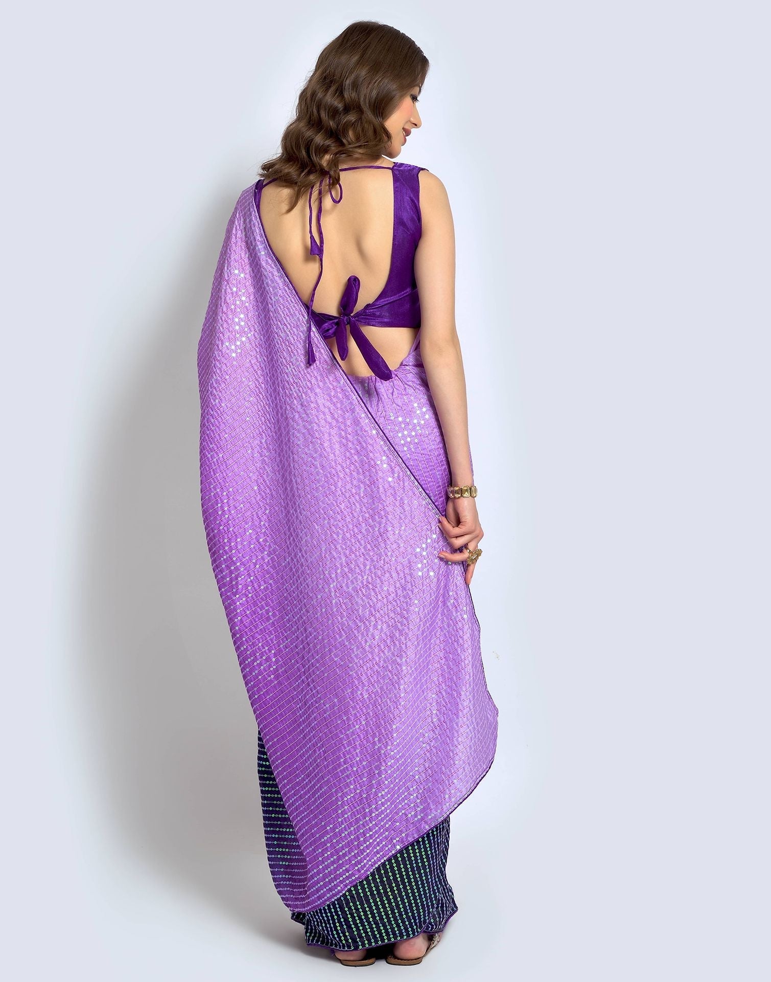 Lavender Dola Silk Sequence Saree | Leemboodi