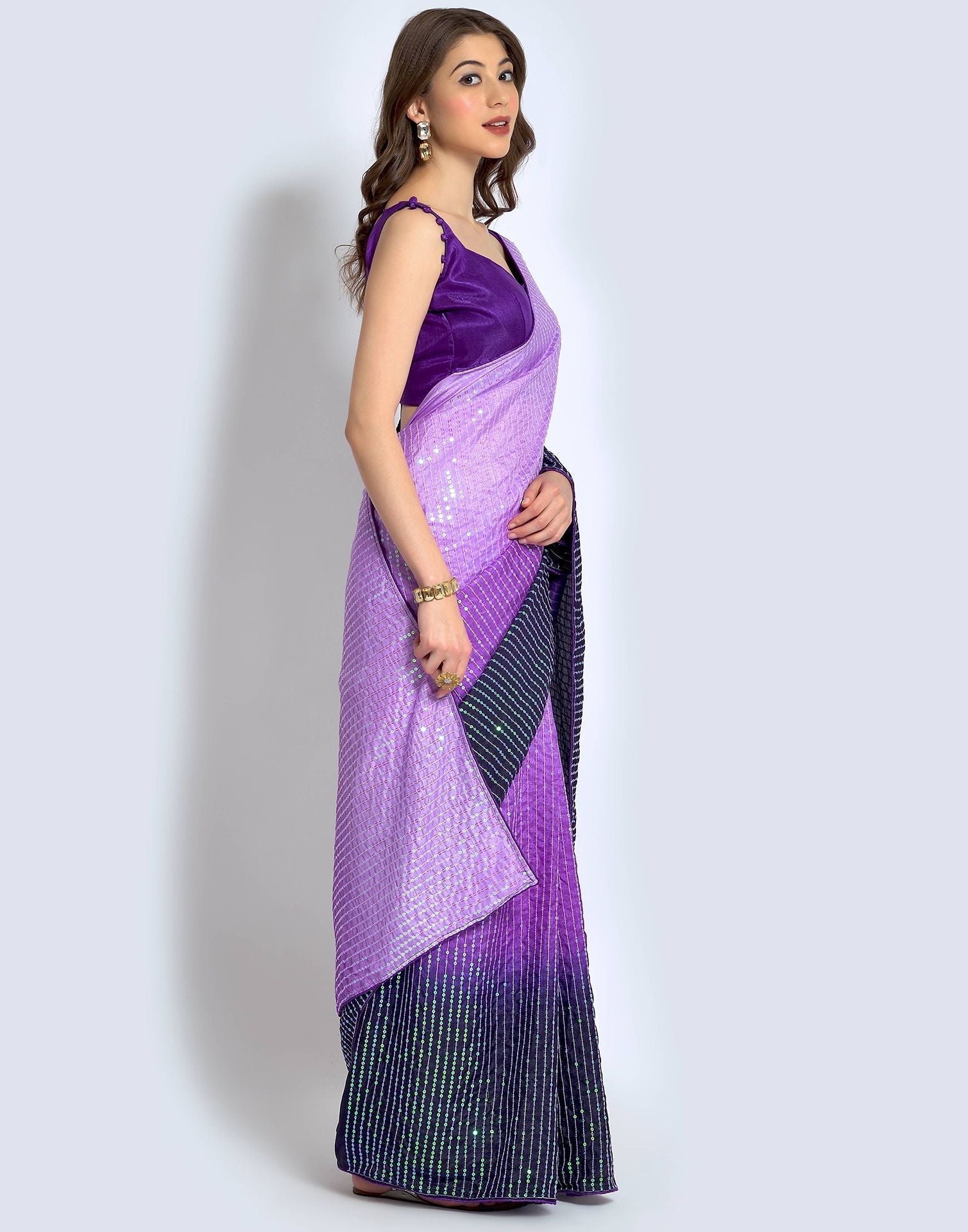 Lavender Dola Silk Sequence Saree | Leemboodi