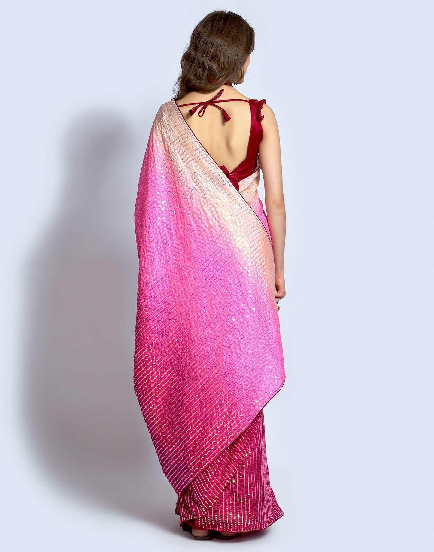 Pink Dola Silk Sequence Saree | Leemboodi
