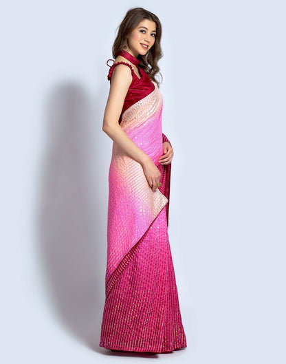 Pink Dola Silk Sequence Saree | Leemboodi