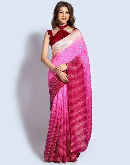 Pink Dola Silk Sequence Saree | Leemboodi