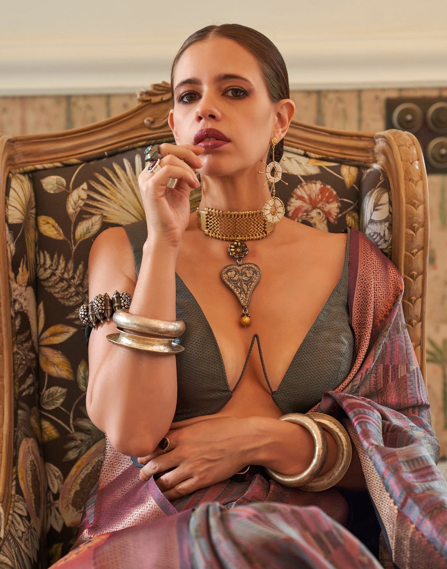 Grey Handloom Two Tone Organza Saree | Leemboodi