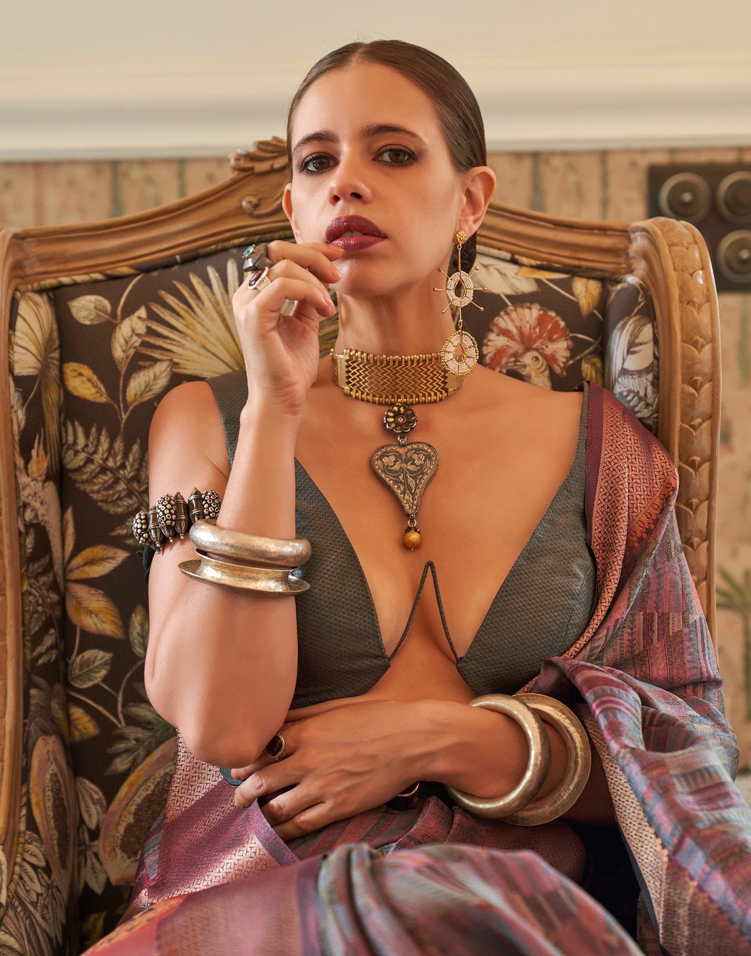 Grey Handloom Two Tone Organza Saree | Leemboodi