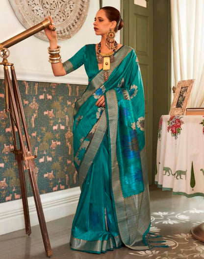 Sea Green Handloom Silk Saree | Leemboodi