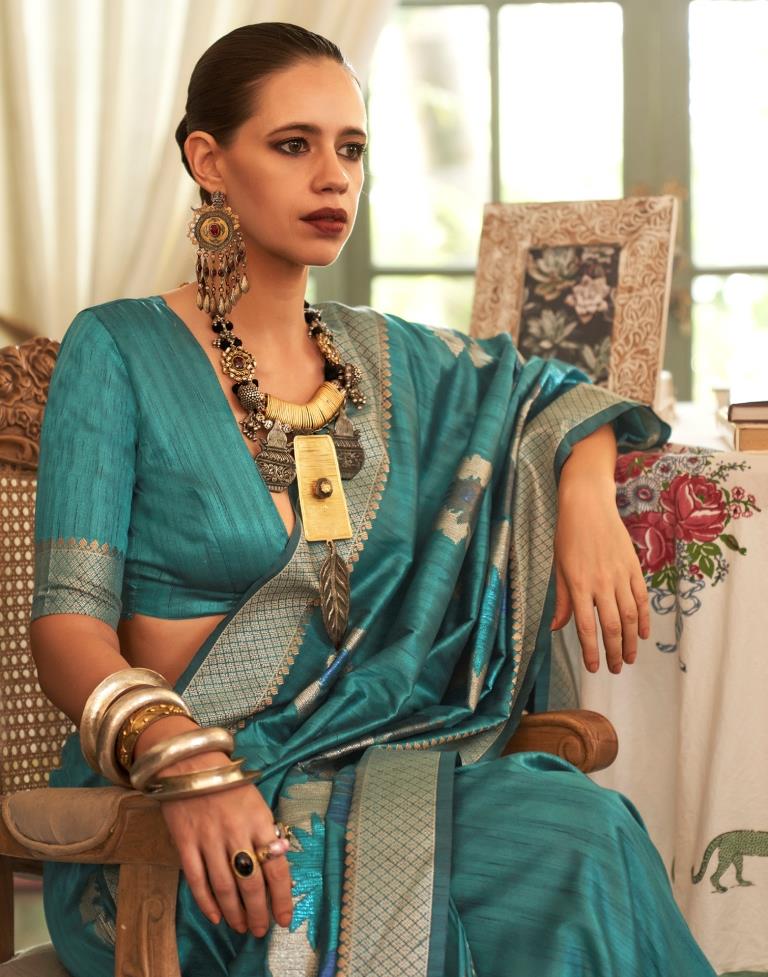 Sea Green Handloom Silk Saree | Leemboodi