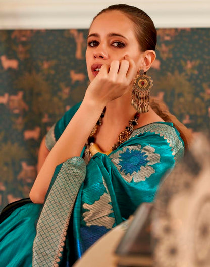 Sea Green Handloom Silk Saree | Leemboodi