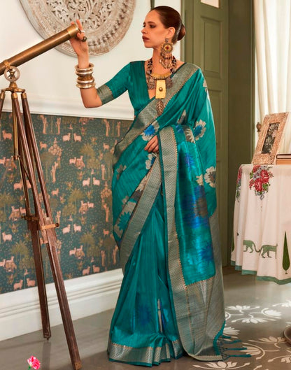 Sea Green Handloom Silk Saree | Leemboodi