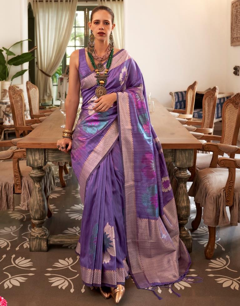 Voilet Handloom Silk Saree | Leemboodi