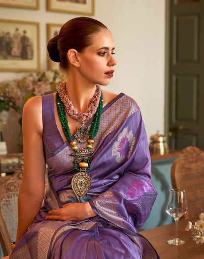 Voilet Handloom Silk Saree | Leemboodi