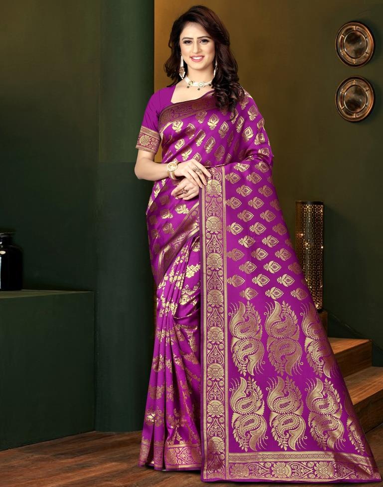 Purple Jacquard Banarasi Silk Saree