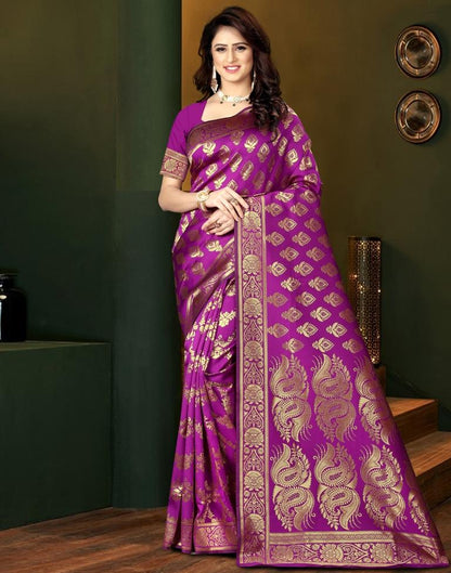 Purple Jacquard Banarasi Silk Saree