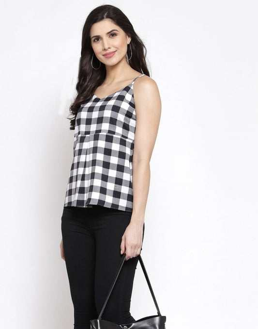 Black Coloured Crepe Milll Print Top | Leemboodi